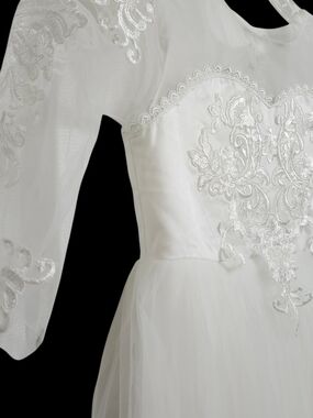 Wedding Flower Girl Communion Dress White Lace & Tulle Gown Sz 8-9 NWOT Formal